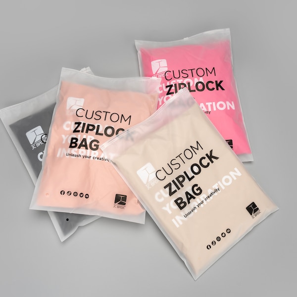 1000Pcs Custom Frosted Zipper Lock Bags, High Quality Plastic Bags, Custom Packaging Poly bags, Clothes Zip Bags, PE Plastic Ziplock Bags