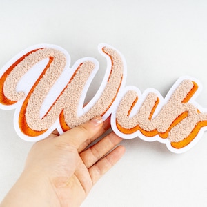 Parche de letras de chenilla personalizado de 25 piezas con logotipo, parches de toallas para planchar, coser en ropa bordada, parches de alta calidad, bordado del alfabeto de bricolaje