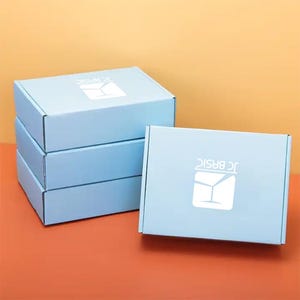 Caja de papel personalizada, caja de embalaje de productos al por mayor, caja de embalaje de regalo, caja de papel kraft azul, caja rectangular, caja de envío, plantilla de caja editable
