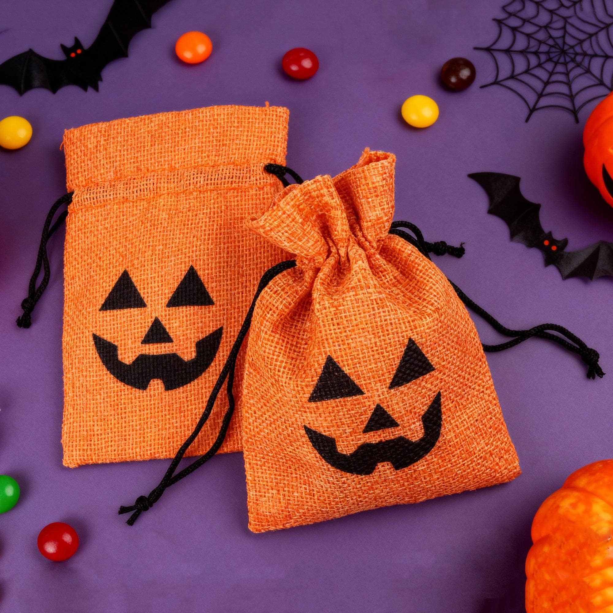 50pcs Halloween Candy Drawstring Bags–cartoon Witch/bat Designs ...