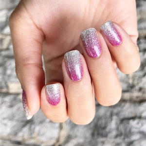 Miracle | Silver and Pink Glitter Fade Nail Wraps
