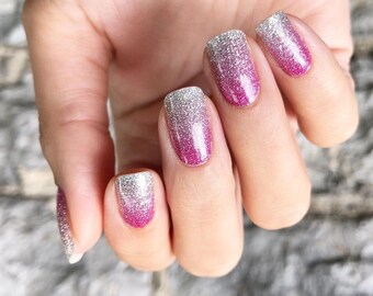 Miracle | Silver and Pink Glitter Fade Nail Wraps