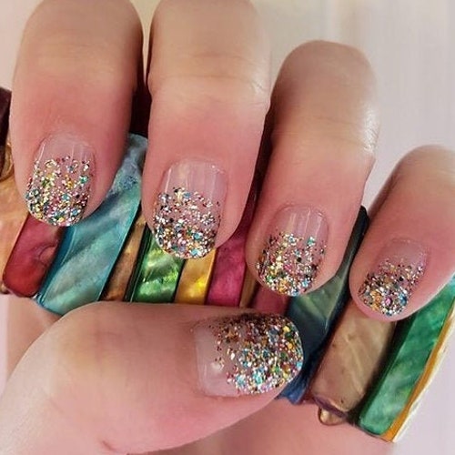 Sparkle on Multi Color Glitter Dipped Transparent Nail Wraps - Etsy