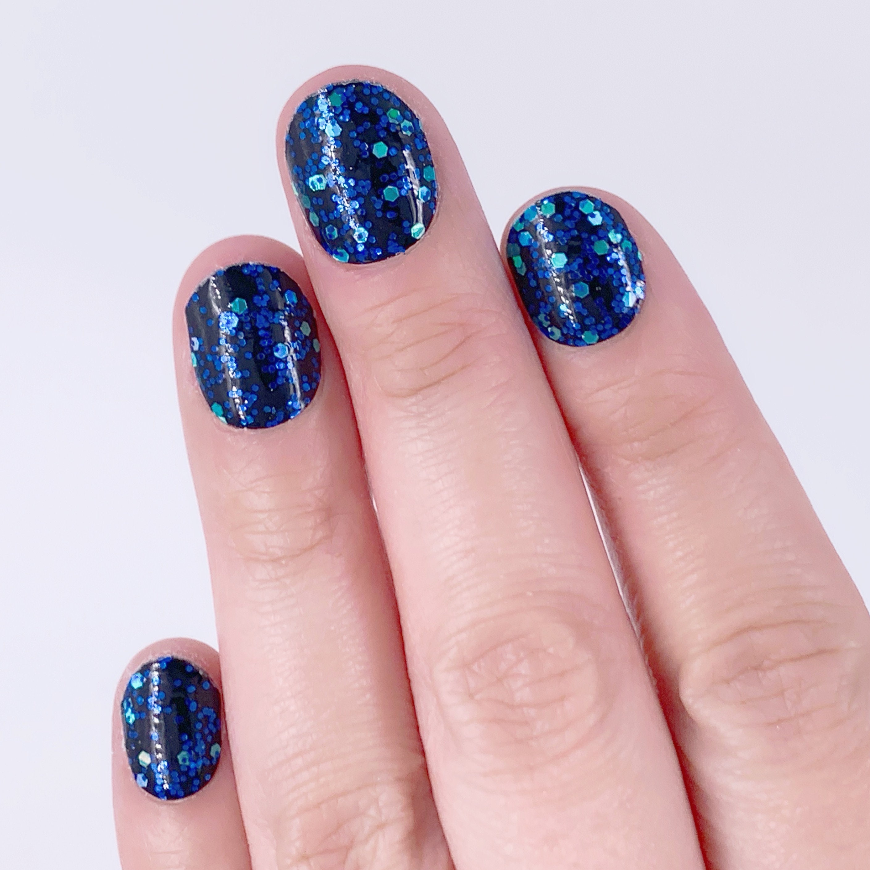 Black Friday Blue Chunky Glitter for Nails, 4Bottles 4Colors