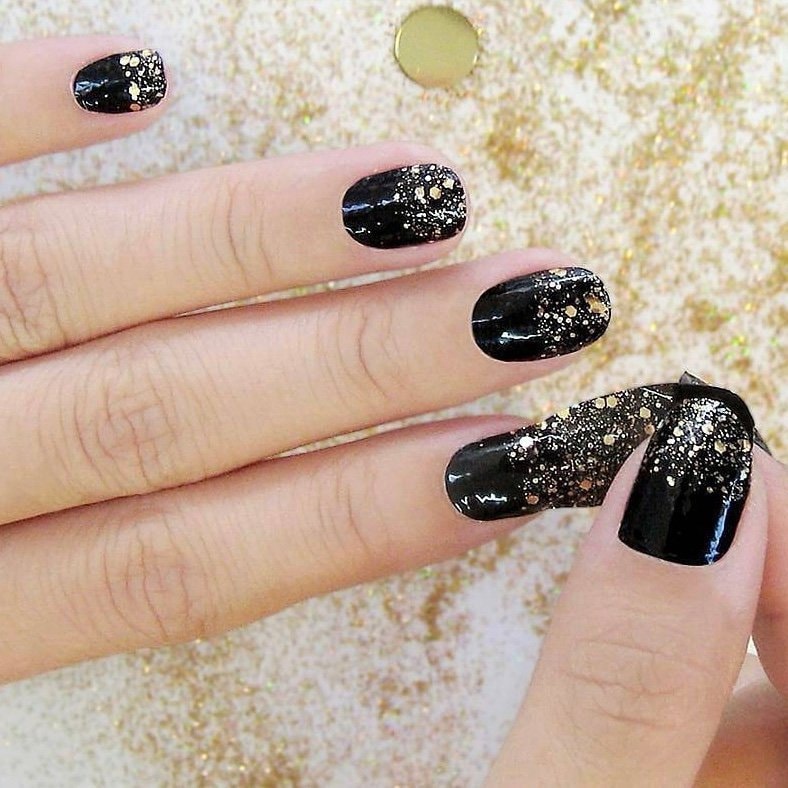 Starry Night Glitter Black Confetti Nail Wraps Etsy