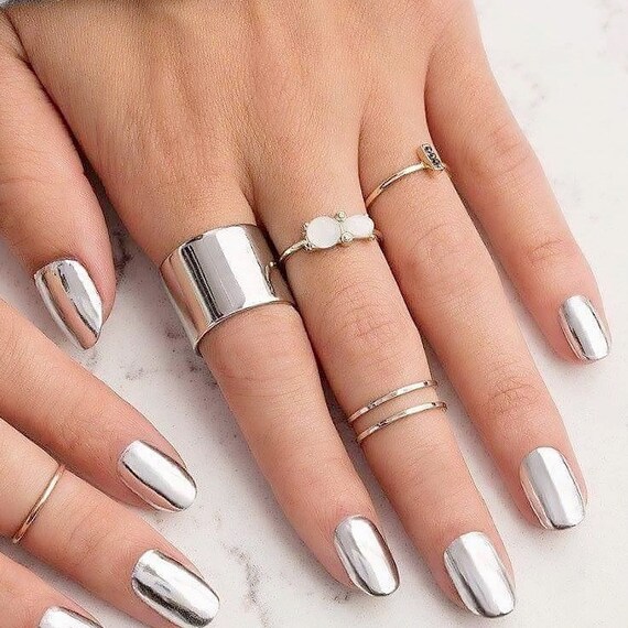 Holo There Metallic Silver Nail Wraps - Etsy UK Holo There Metallic Silver Nail Wraps - Etsy UK