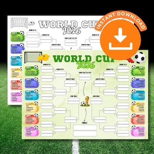 World Cup 2026 Round of 32 Tracker, Soccer Tournament Bracket PDF, Kids Football Wall Chart Activity Sheets, Instant Download