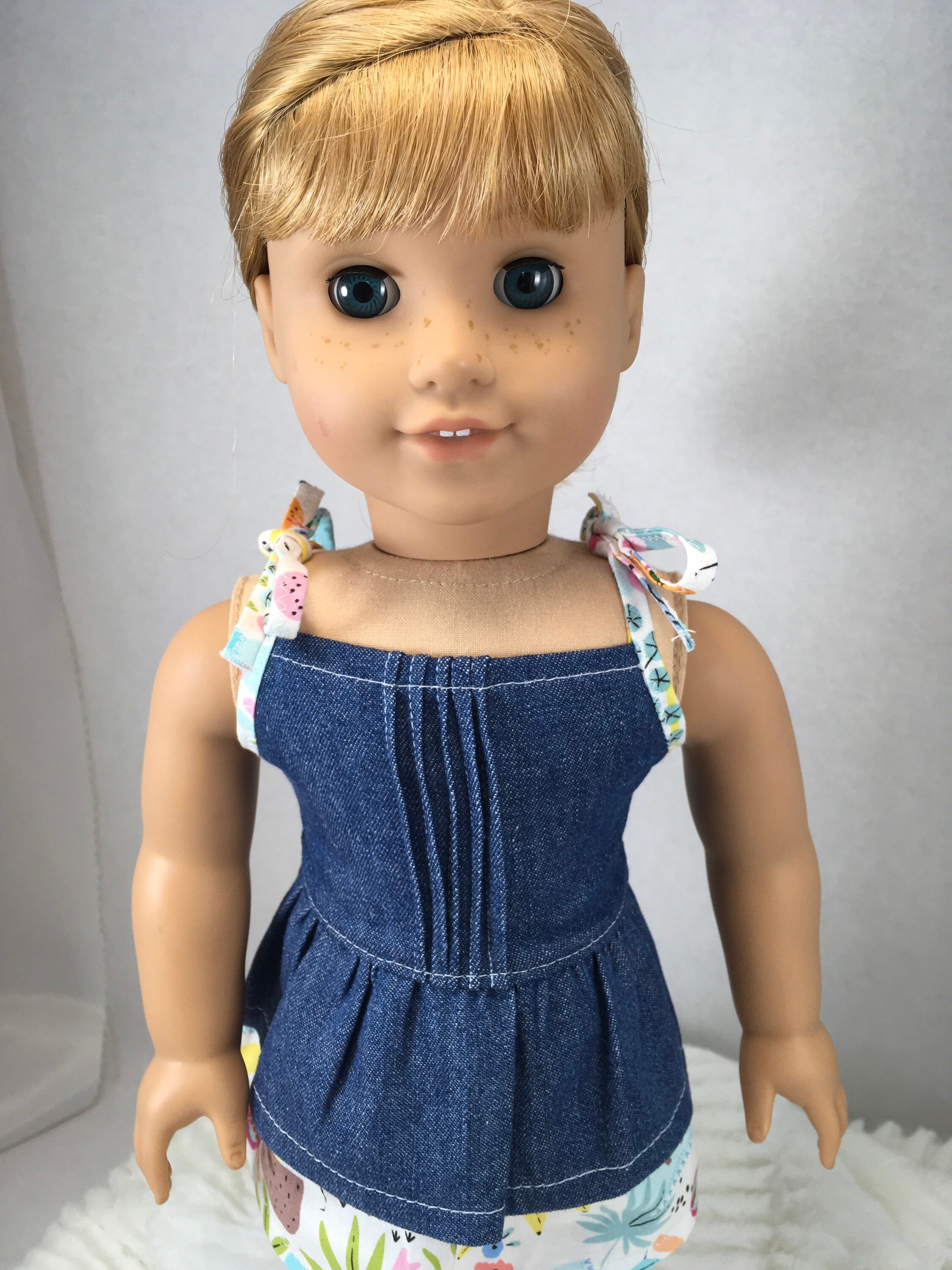 18 inch doll summer dress denim overalls denim dress beach Etsy