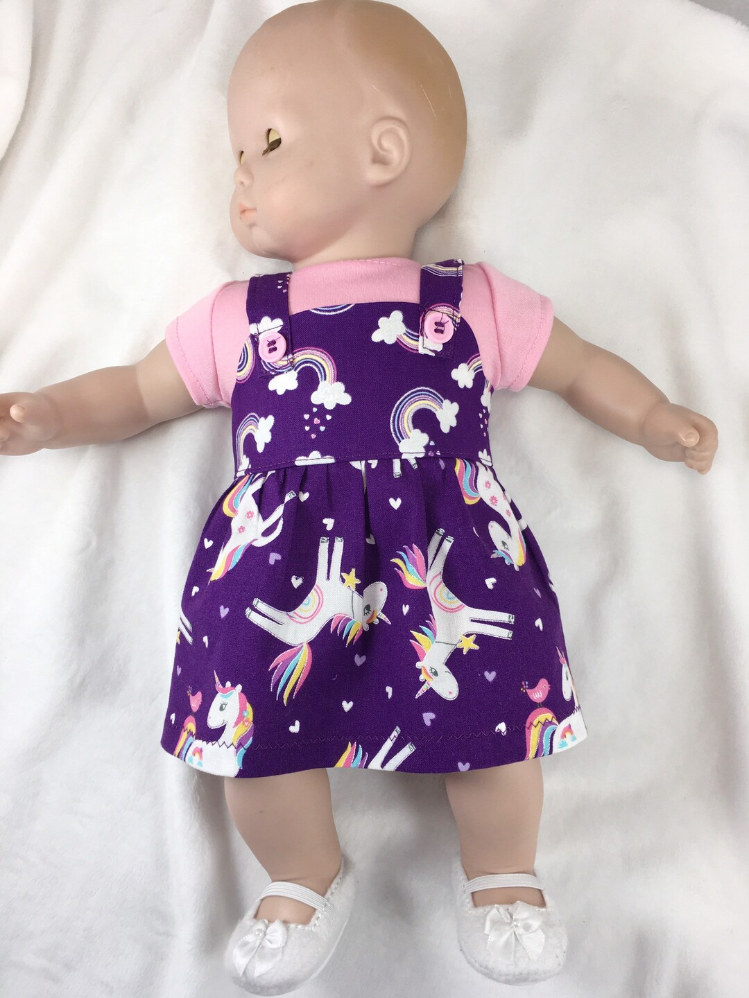 15 Inch Baby Doll Unicorn Dress, Top, Unicorn Print, Fits Like Bitty