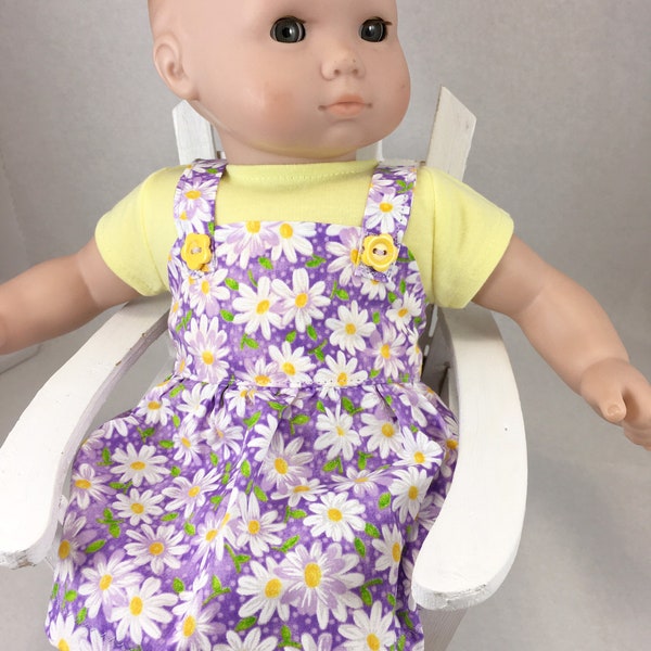 Baby doll dress and top, Daisy print, 15 inch baby doll, fits like Bitty Baby clothes, fits Twin dolls