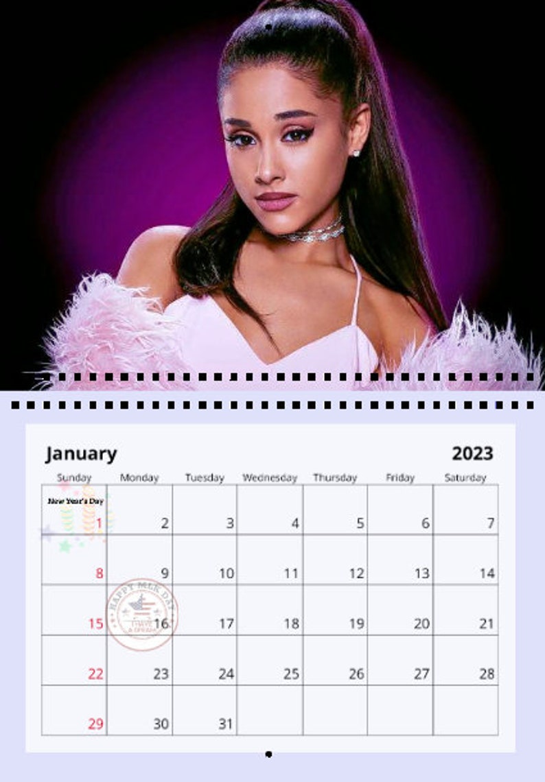 Ariana Grande 2023 Calendar Printable Calendar 2023