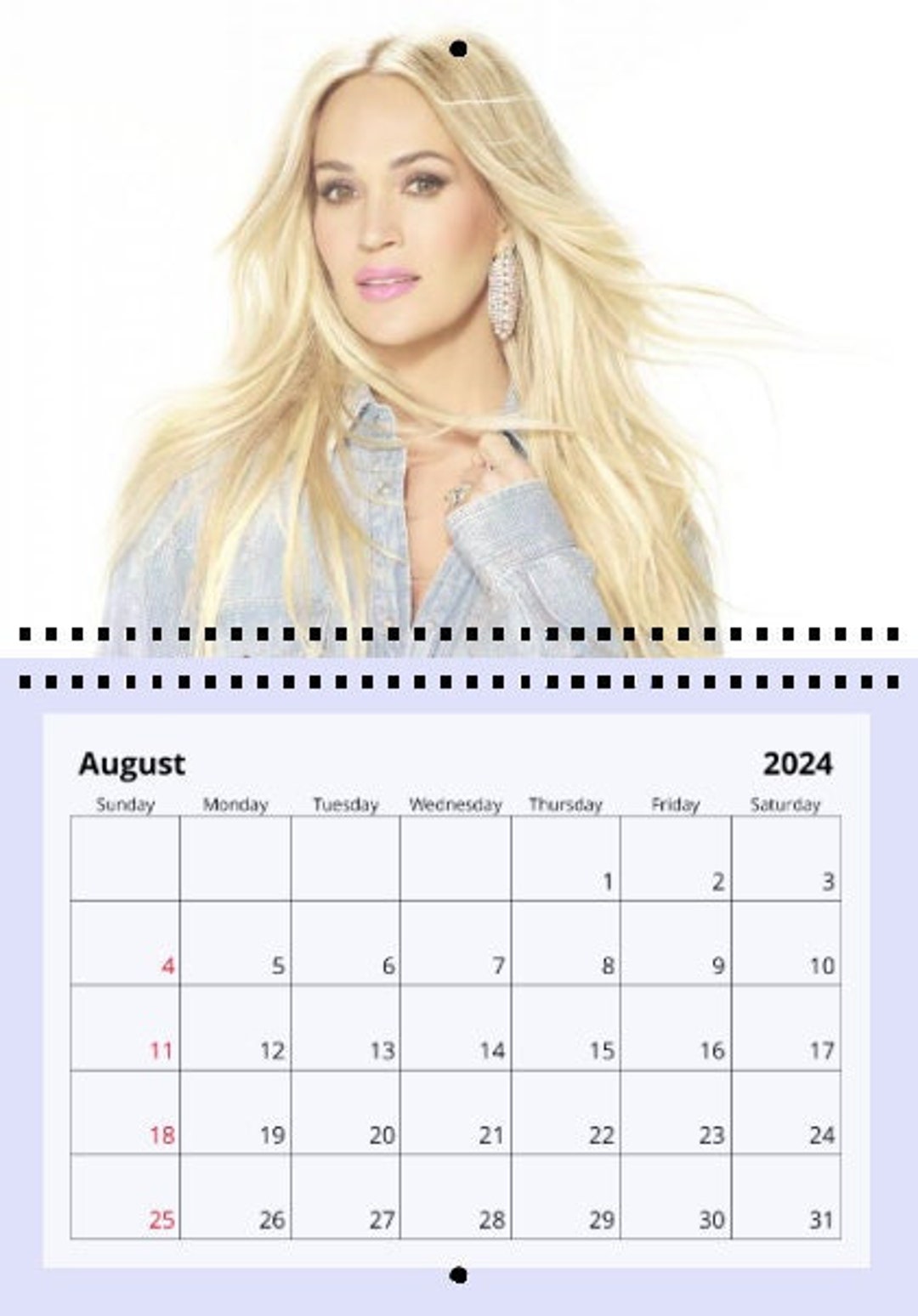 Carrie Underwood 2024 Wall Calendar Etsy