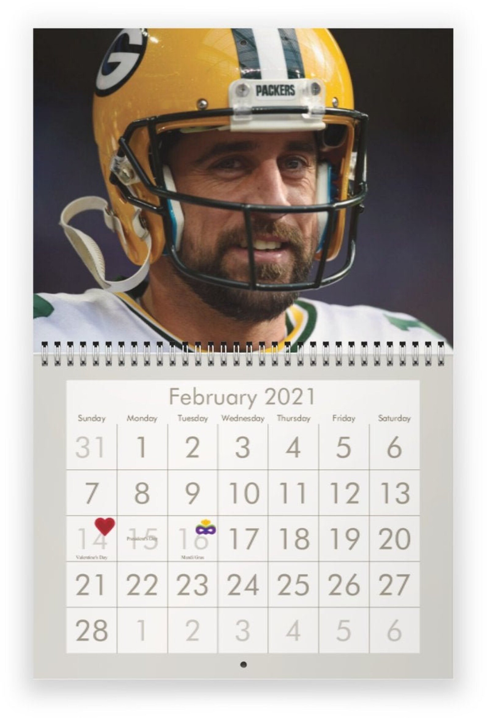 Aaron Rodgers 2021 Wall Calendar Etsy