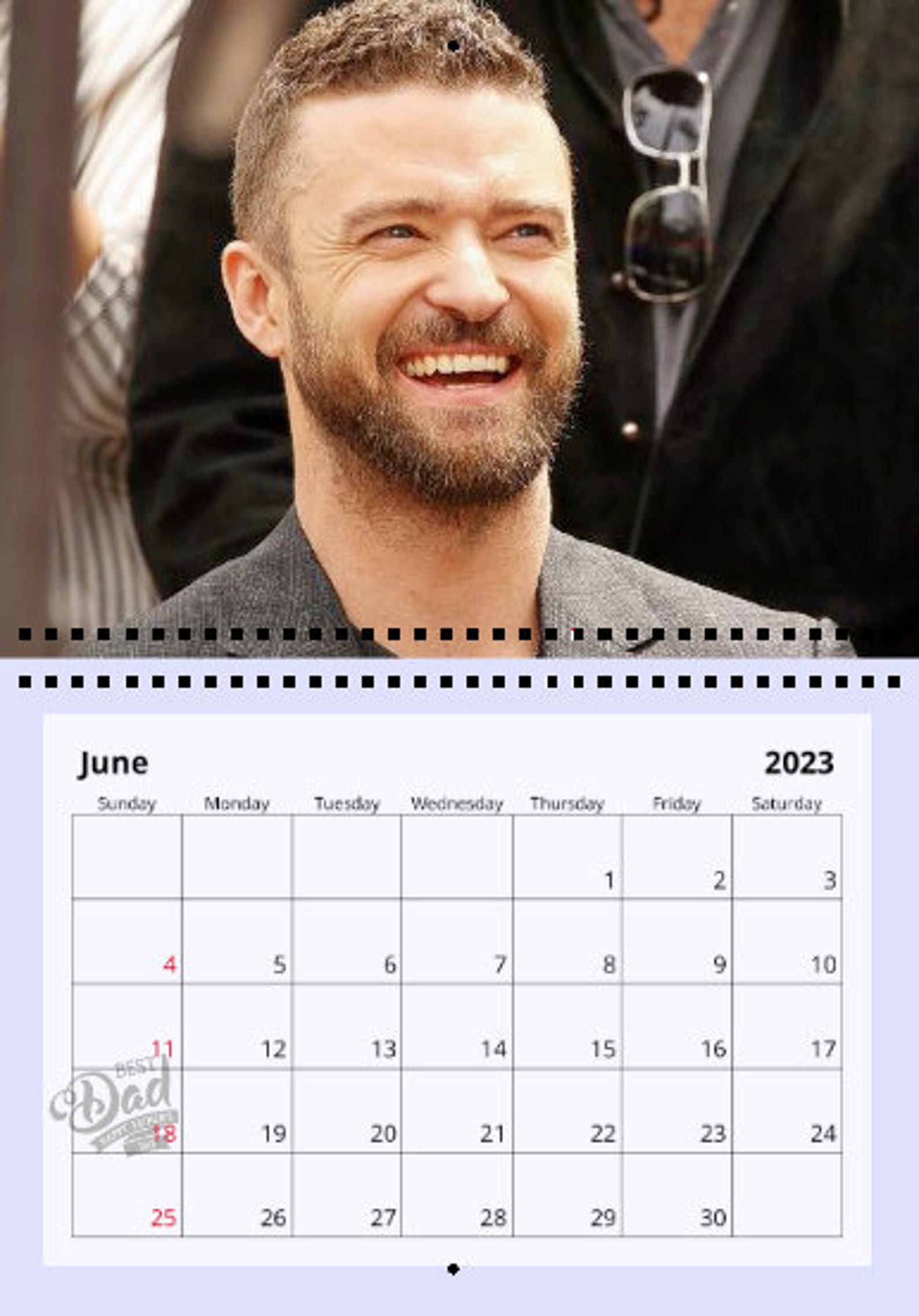 Justin Timberlake 2023 Wall Calendar Etsy