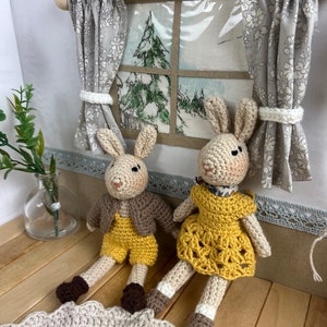 Famille doudou poupée lapin enfant jouet vêtement poupon fait main crochet. Famille Lapinou. image 10