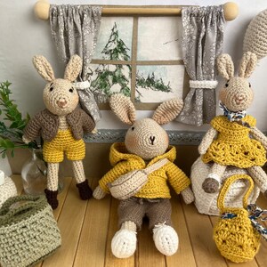 Famille doudou poupée lapin enfant jouet vêtement poupon fait main crochet. Famille Lapinou. image 8