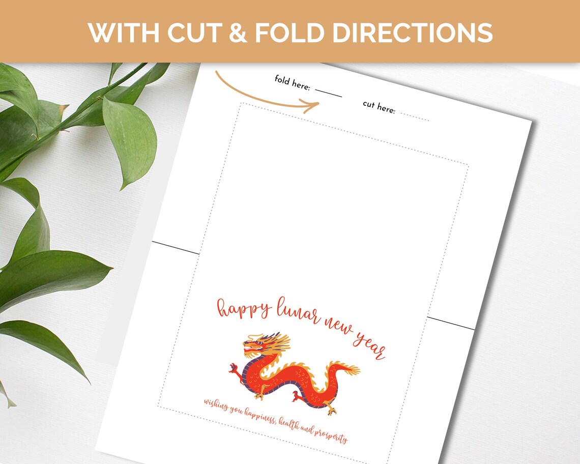 Printable 2024 Lunar New Year Card, Year of the Dragon Chinese New Year ...