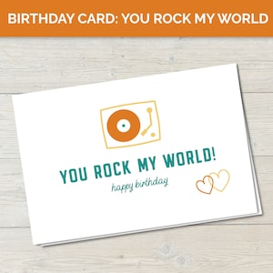 Musique de carte d'anniversaire imprimable, vous basculez mon monde, carte de thème de musique de joyeux anniversaire numérique vers le bas, cadeau pour votre professeur de musique, tout amateur de musique