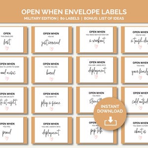 Open When Envelop Labels Military Edition, implementatiecadeau voor echtgenoot, langeafstandsrelatiecadeau, cadeau leger luchtmacht marine marine