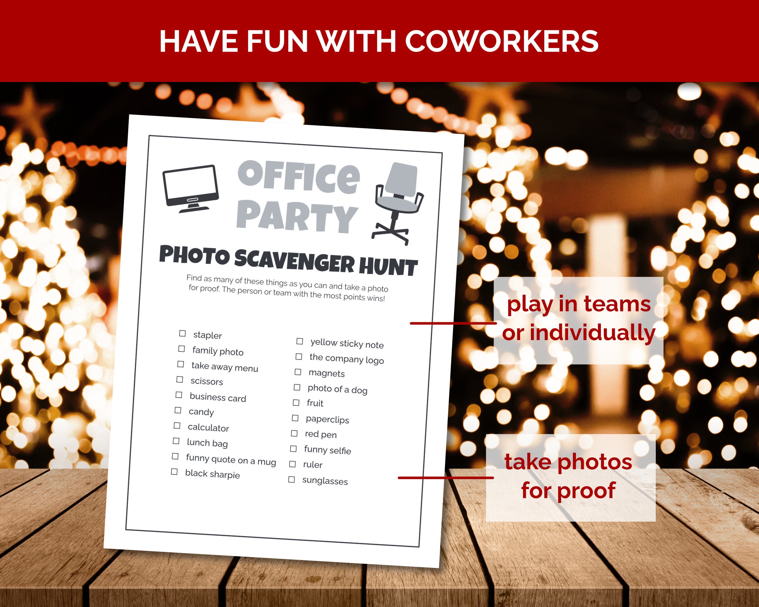 Office Scavenger Hunt Work Treasure Hunt Game to Play at a - Etsy
