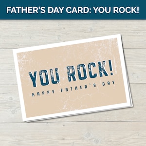 Carte de fête des pères imprimable que vous rockez, cadeau parfait pour les mélomane, fête des pères de son fils, vous basculez la carte numérique vers le bas, cadeau numérique pour les hommes