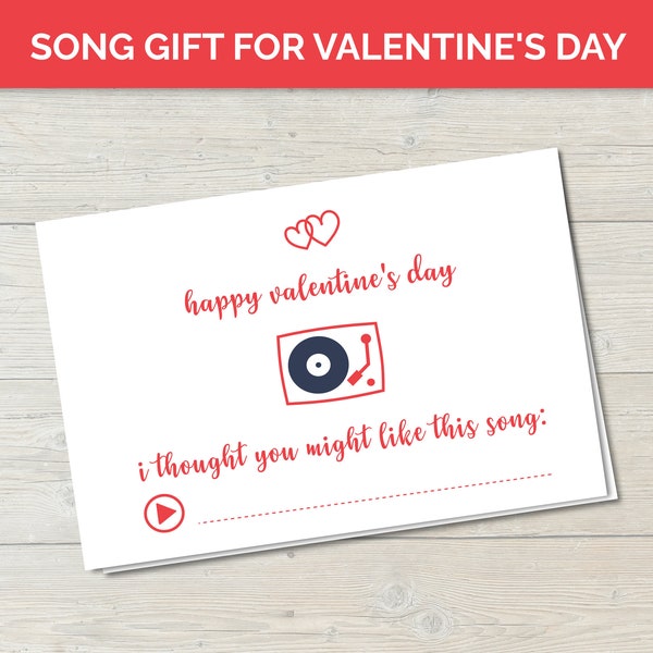 Valentine's day song gift card, galentines day card printable, playlist valentine gift for him meaningful, music lover gift for boyfriend