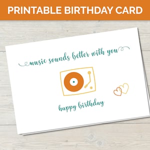 Printable Birthday Card Music Theme Gift Birthday Card - Etsy