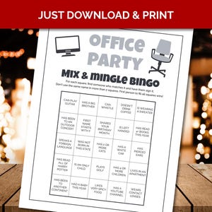 Printable Office Mix and Mingle Bingo Game to Play at a Christmas Work ...