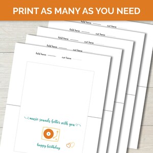 Printable Birthday Card, Music Theme Gift, Birthday Card Music, Song ...