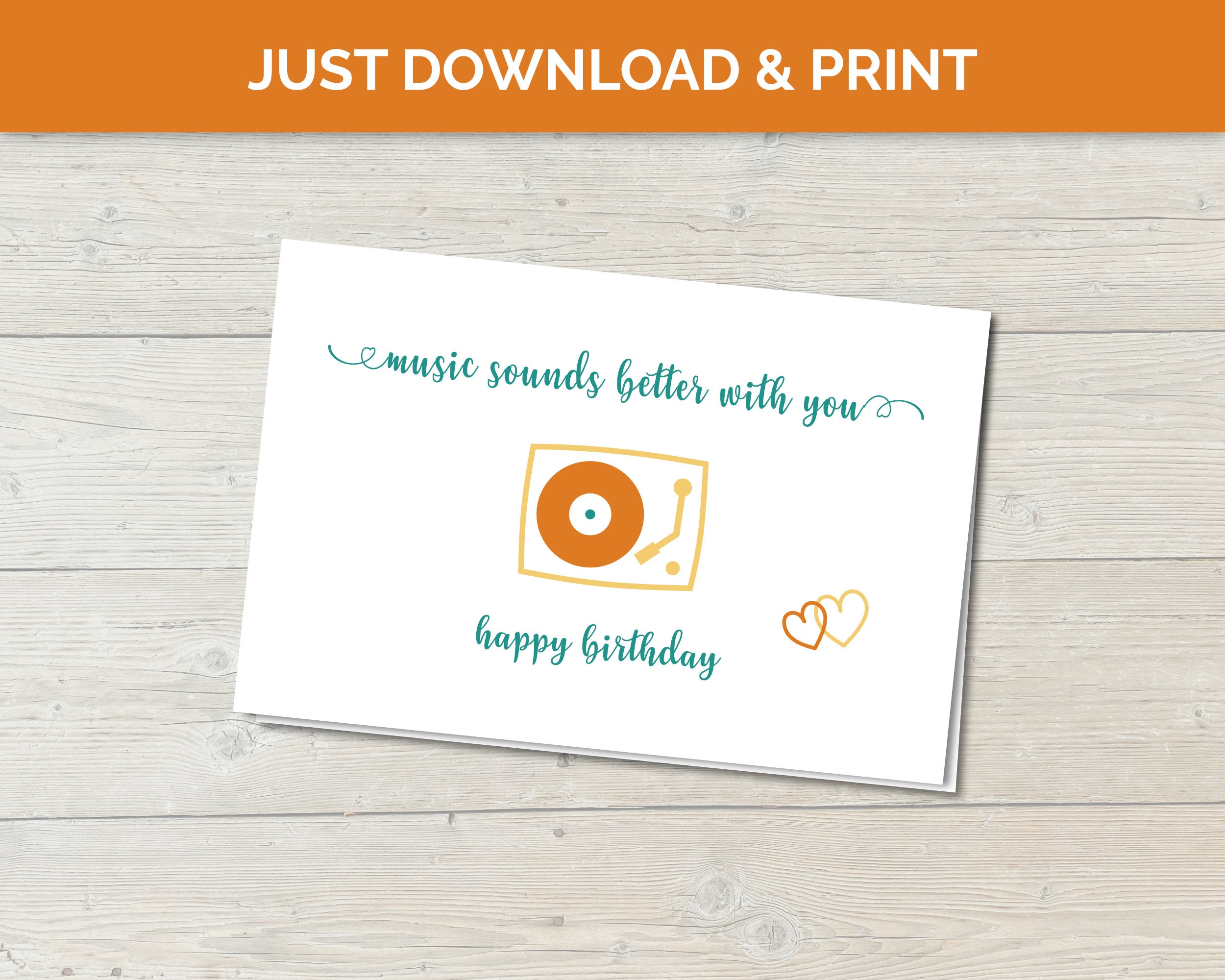 Printable Birthday Card, Music Theme Gift, Birthday Card Music, Song ...