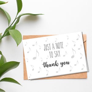 Tarjeta de agradecimiento con nota musical imprimible, agradecimiento al maestro, regalo para el maestro de música, regalo para el maestro de piano, jubilación del maestro, tarjeta digital