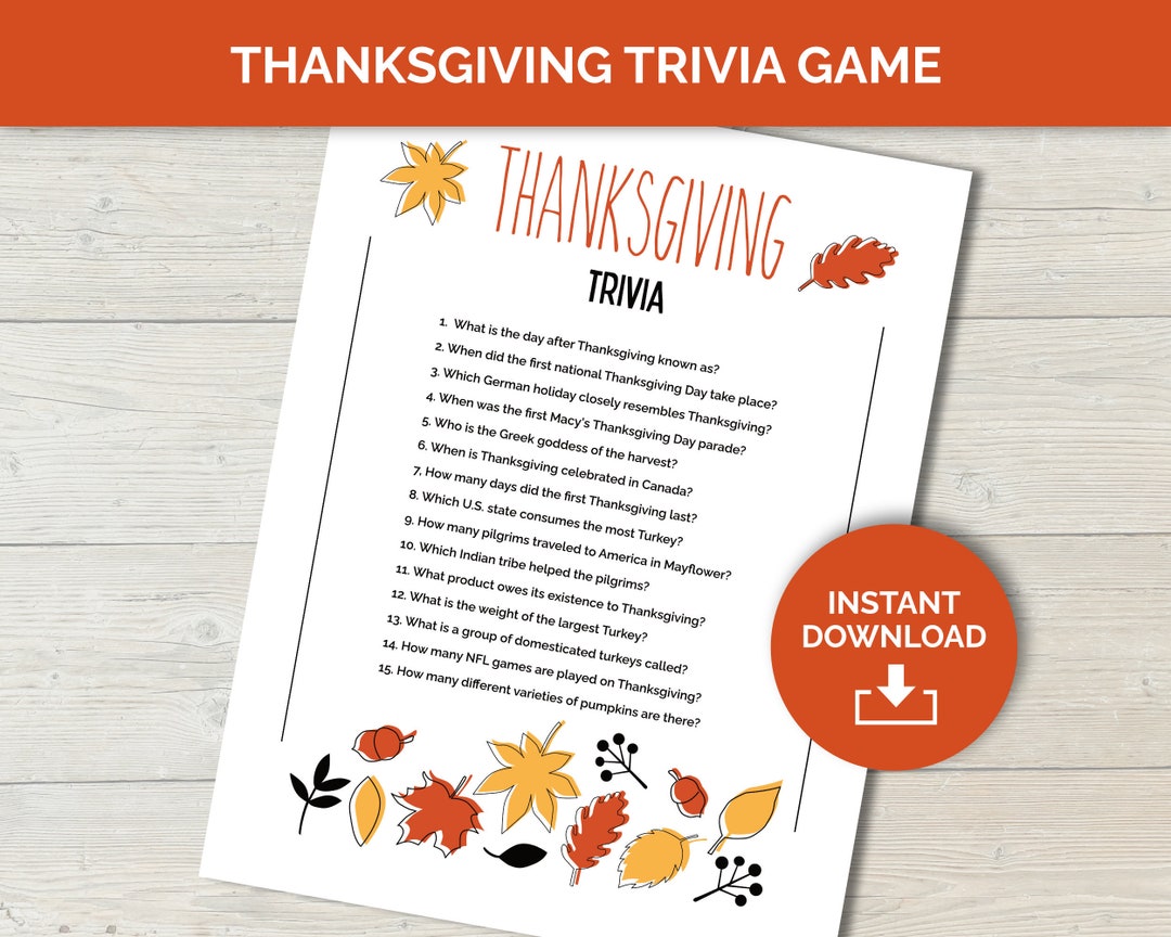 Thanksgiving Trivia Game for Adults, a Fun Game for Family Game Night ...