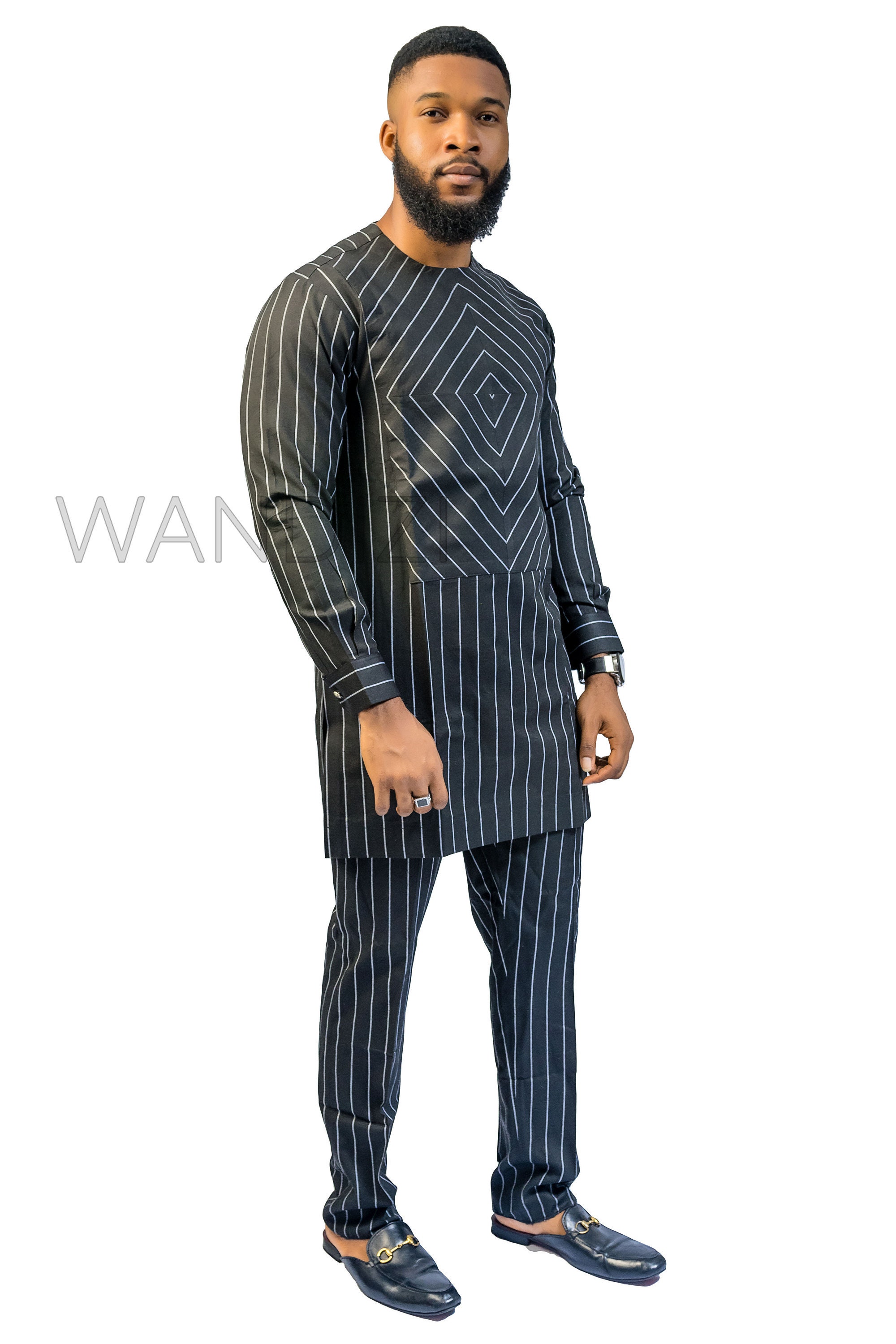 Precision Striped Black and White African Men Suit African | Etsy