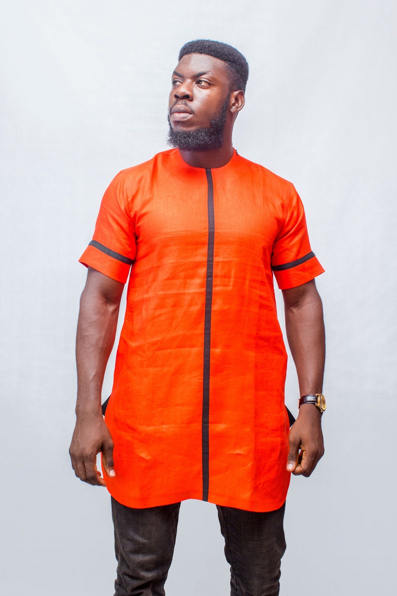 Red Linen Shirt African Mens Clothing African Cloting Etsy