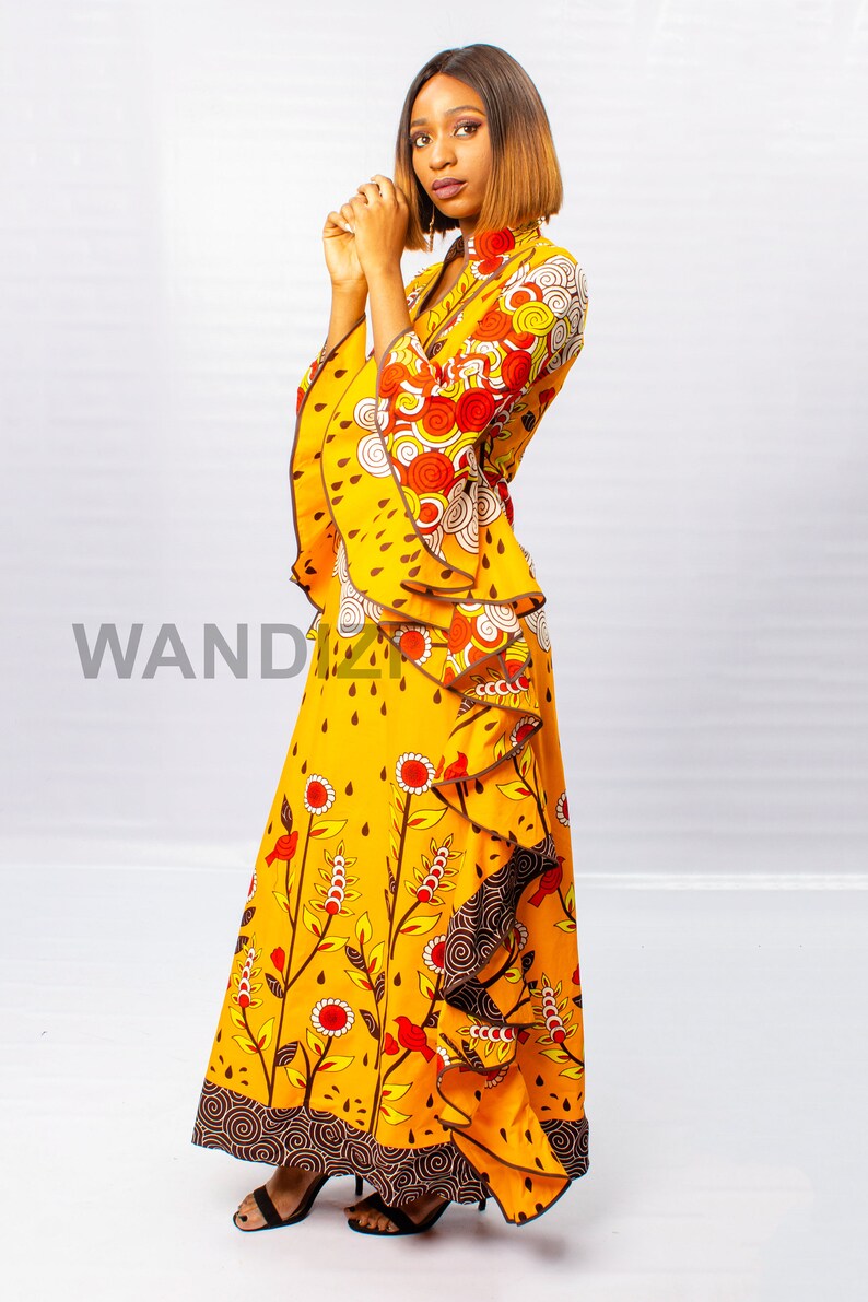 Orange Ankara Butterfly Maxi Dress African Print Butterfly Etsy