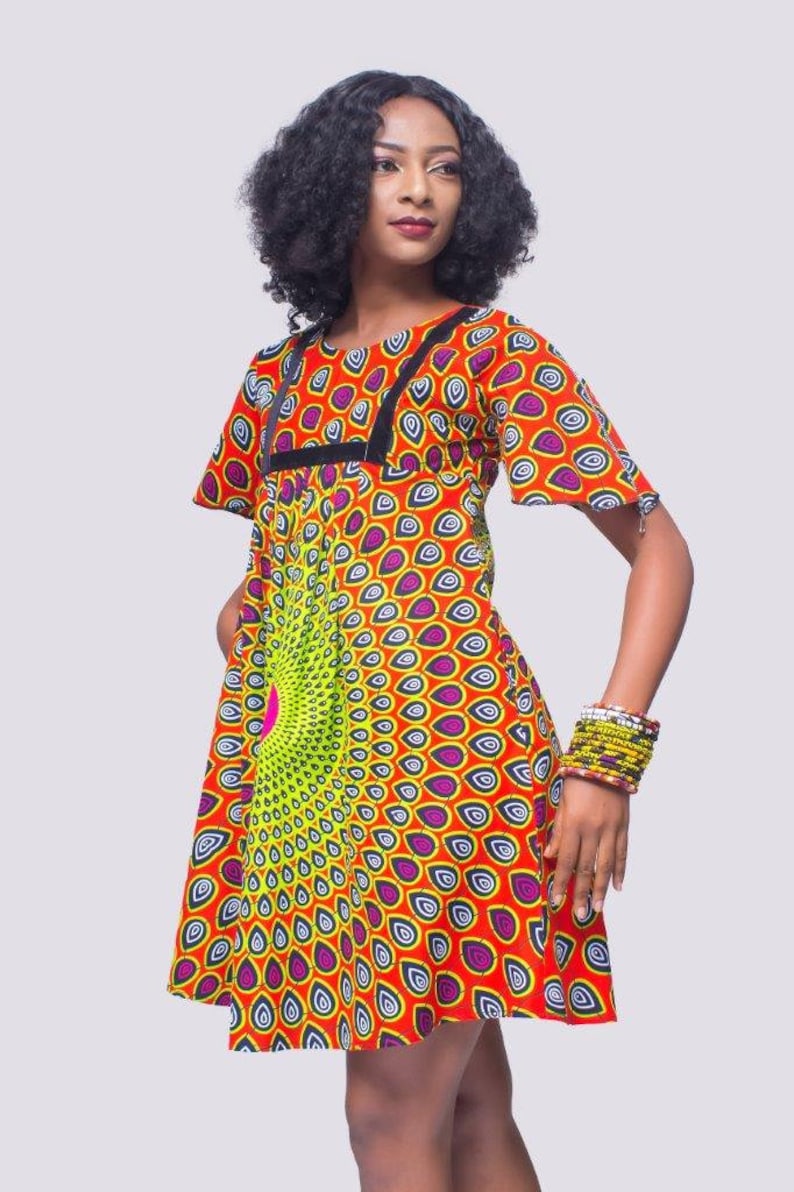 Colourful African Print Flare Dress Multicolor Ankara Dress | Etsy