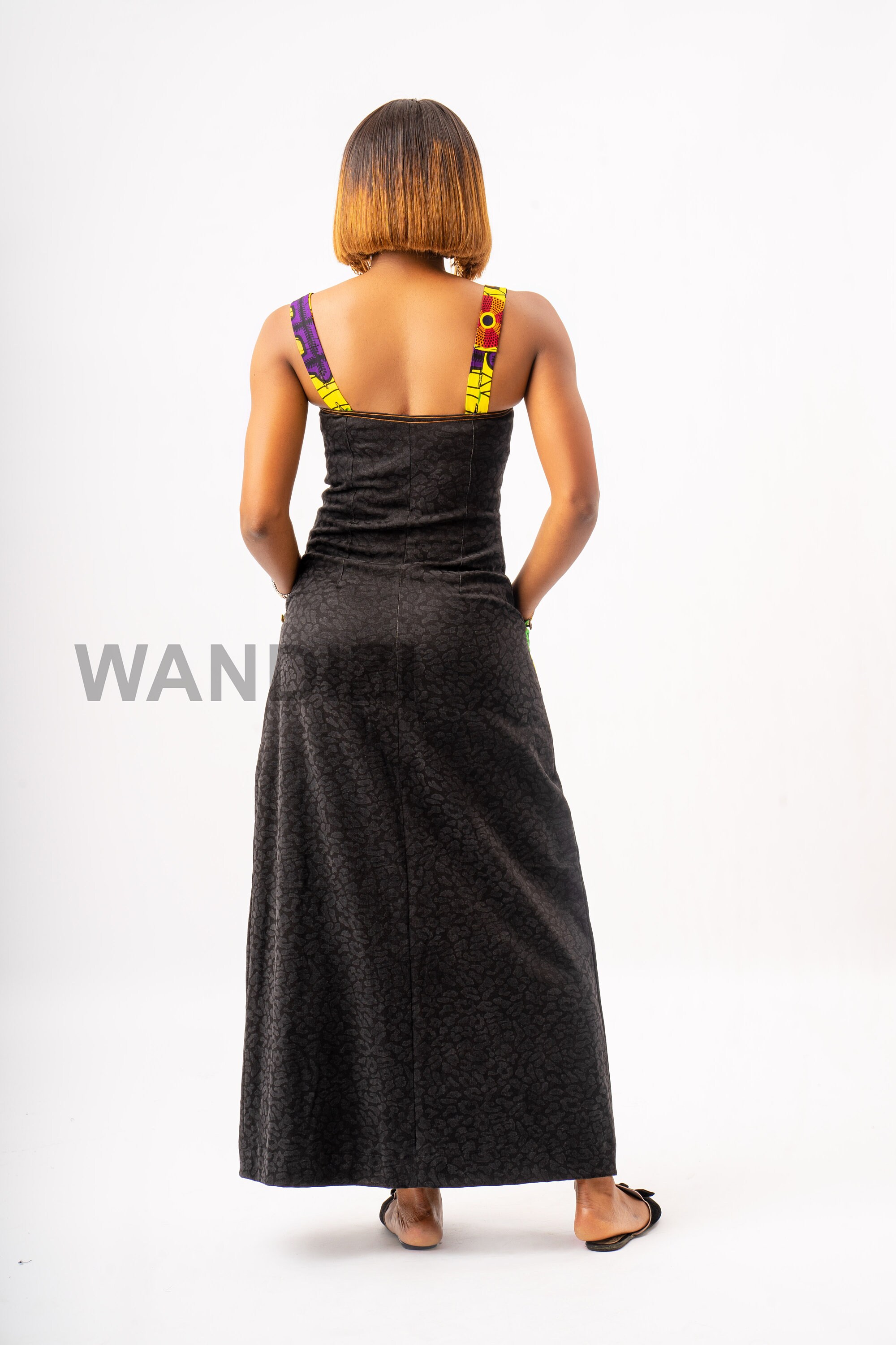 Denim Dungaree Dress With Ankara Patch Pockets Denims With Etsy