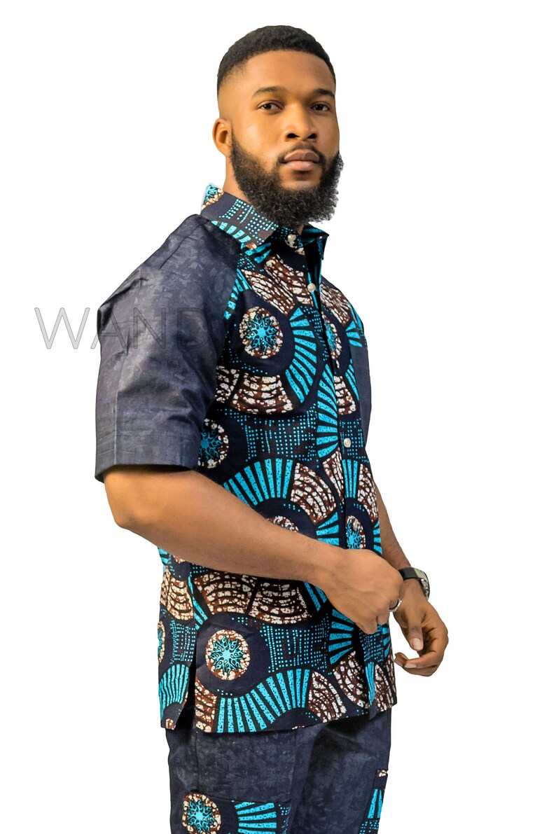 Ankara Denim Mix Shirt African print Shirt Denim Shirt | Etsy