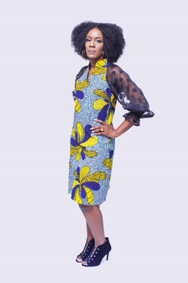 ankara gown with puff hand