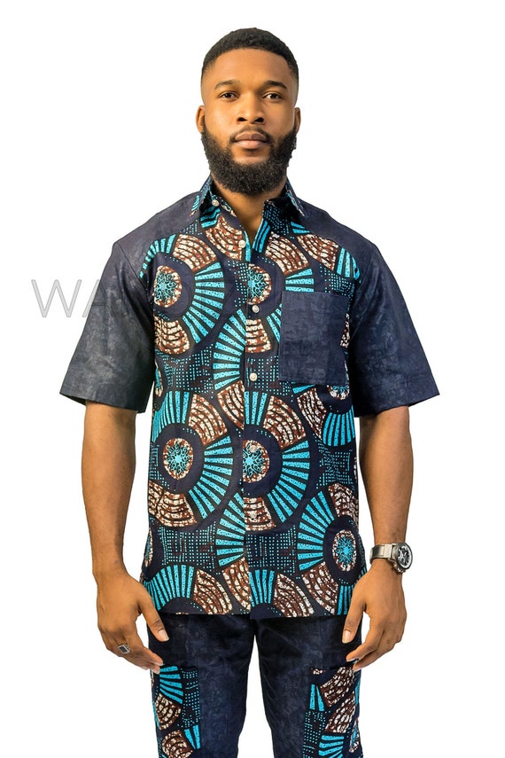 Ankara Denim Mix Shirt African Print Shirt Denim Shirt | Etsy