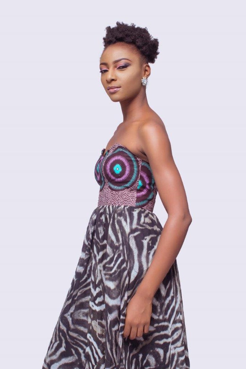 African Ball Gowns Ankara Dress with Chiffon African Prom Dress Ankara Ball Gowns Ankara and Chiffon Maxi Dress Strapless African Dress