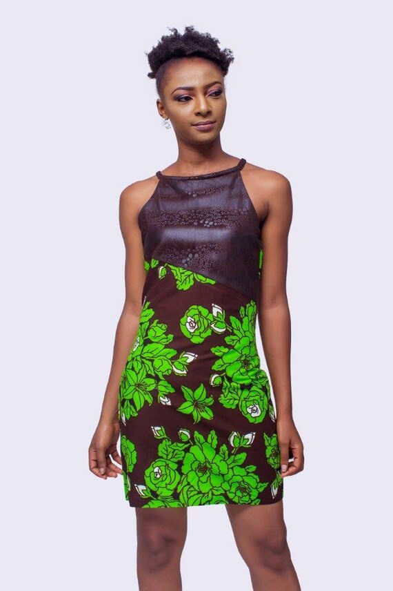 african print sheath dress