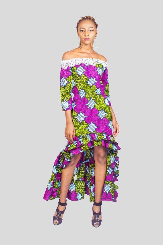 high low african print dresses
