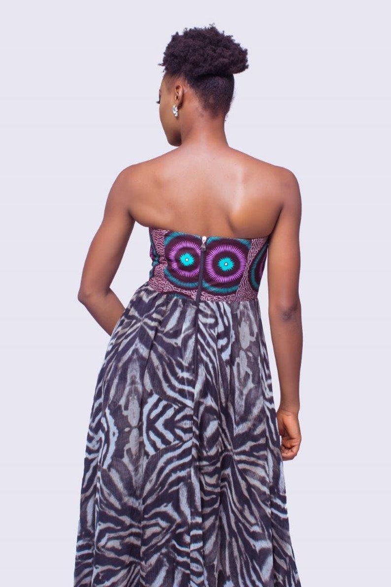 African Ball Gowns Ankara Dress with Chiffon African Prom Dress Ankara Ball Gowns Ankara and Chiffon Maxi Dress Strapless African Dress