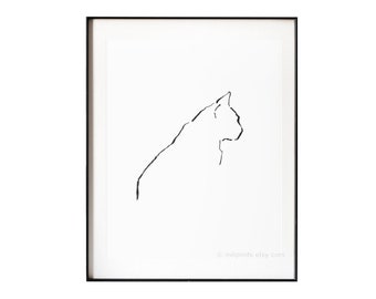 Simple Cat Sketch Etsy Simple Cat Sketch Etsy