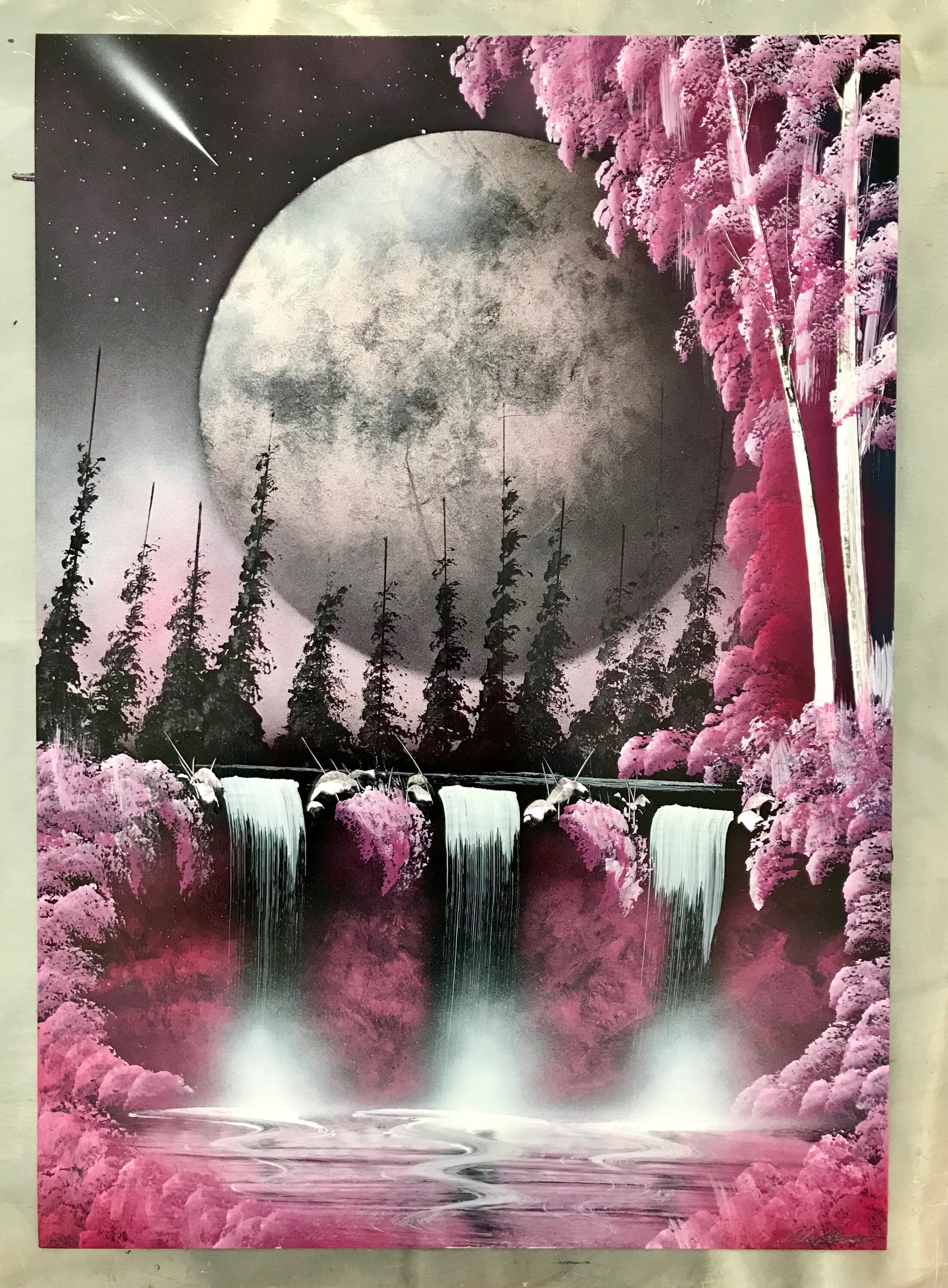 Pink Nature Spray Paint Art Etsy