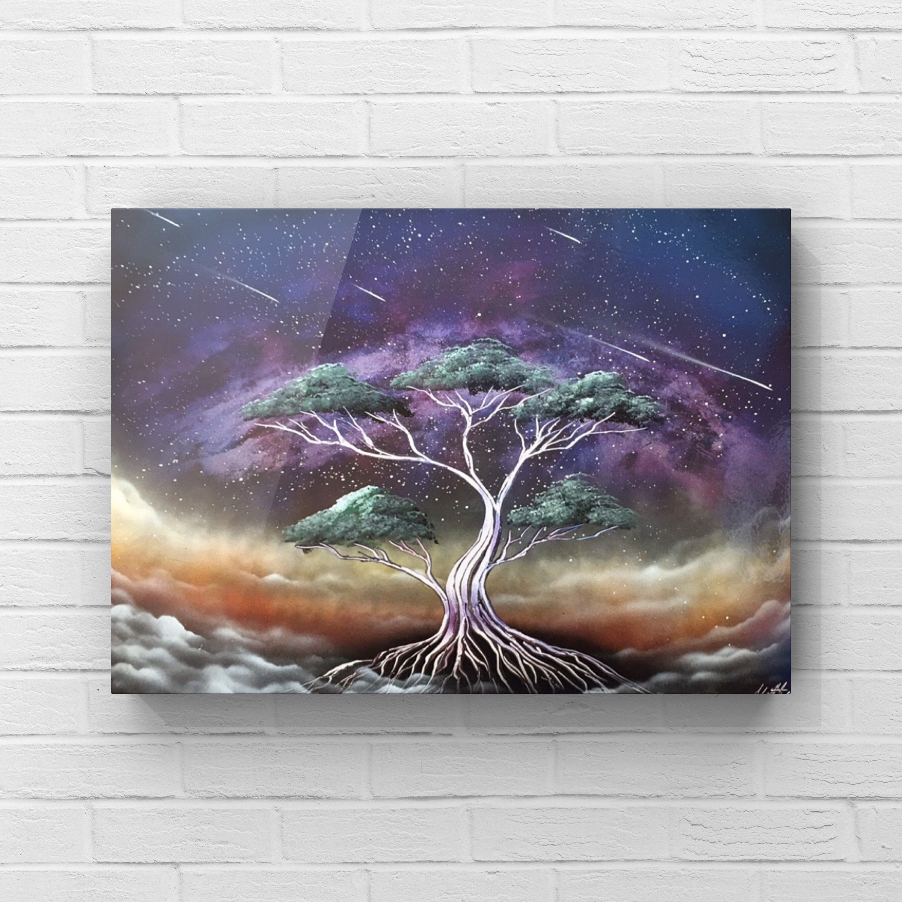 Tree of Life Spray Painting / Spray Paint Art / Space Art / Etsy