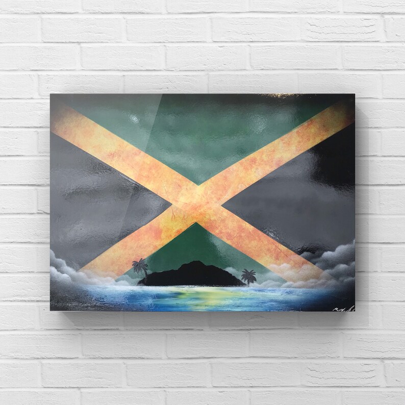 Jamaican Flag Spray Painting / Spray Paint Art / Jamaican Flag Etsy