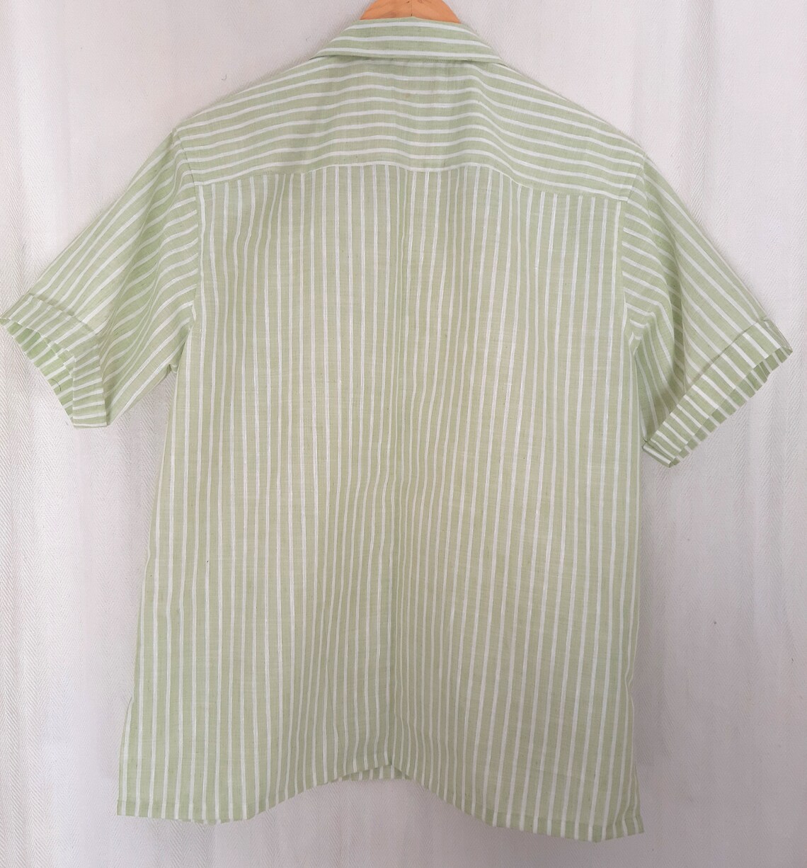 Green Linen Shirt Linen Striped Mens Shirt Linen Shirt for | Etsy