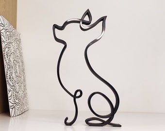 Minimalist chihuahua sculpture, tabletop figure chihuahua, line art, home decor, chihuahua abstract